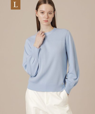 【L】リブブロッキングニットプルオーバー