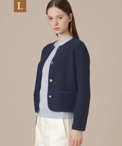 【L】ツイードニットジャケット