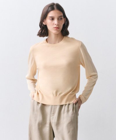 JULIE / コットンシルク 異素材プルオーバーニット