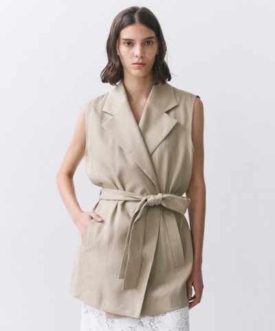 MICA /  リネンブレンドベルト付きジレ