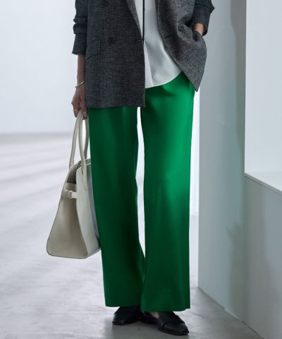 ドライリネンストレッチ ワイドストレートパンツ