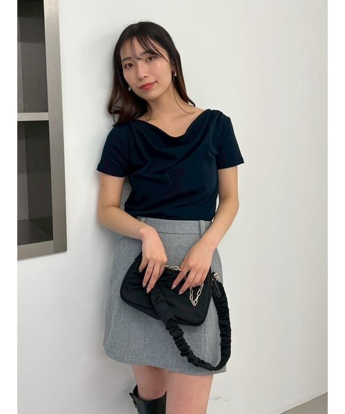 ドレープネックオフショルカットソー／ウォッシャブル(508755684