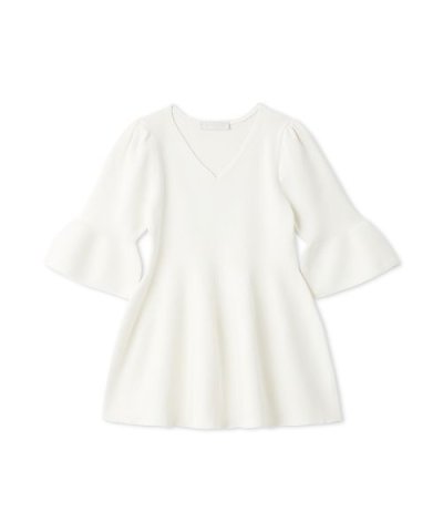 【洗える】ベルスリーブペプラムニットプルオーバー