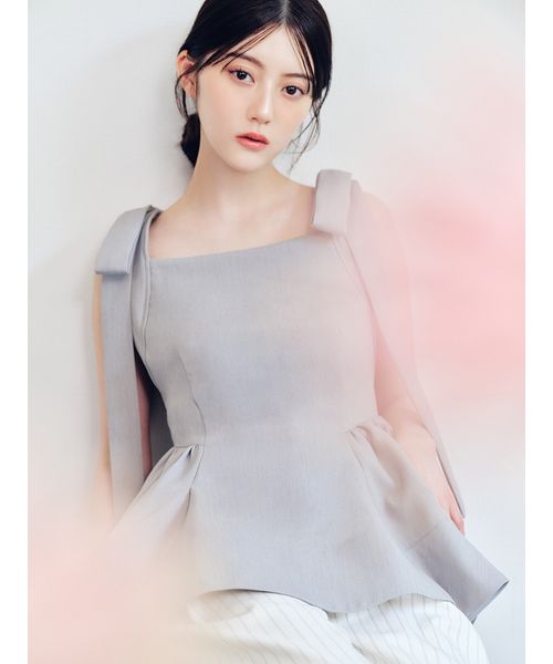 WEB限定】リボンペプラムトップス／ウォッシャブル(508756475)｜阪急