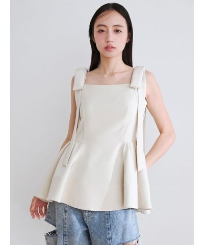 【WEB限定】リボンペプラムトップス／ウォッシャブル
