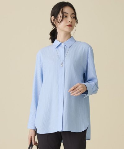 【着回し力抜群・レイヤードにも】ドレープブロード シャツブラウス