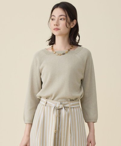 ペーパーコットンスクエアネックニット プルオーバー