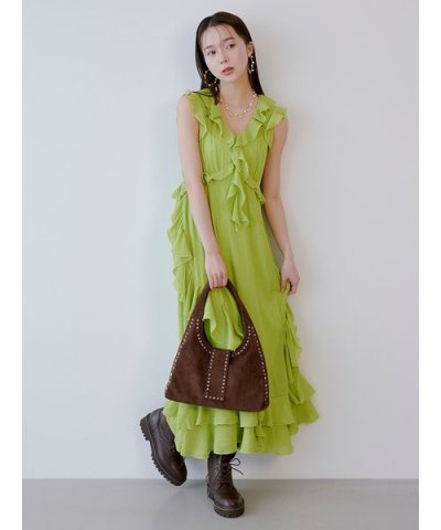 ラッフルフリルフレアワンピース