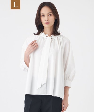 【L】【はっ水・ウォッシャブル】フリーモーションタフタブラウス