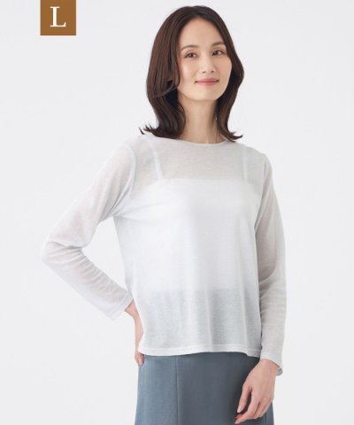 【L】【ウォッシャブル】シアーラメフライスカットソー