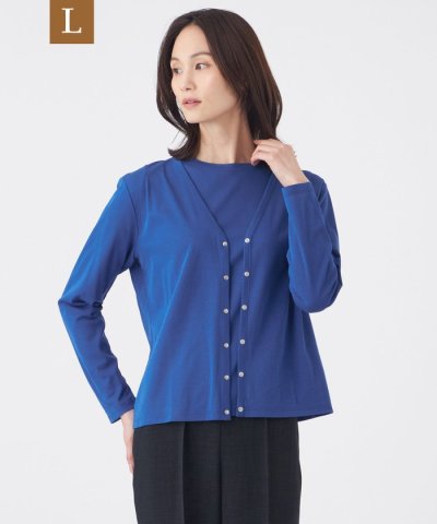 【L】【接触冷感・ウォッシャブル】コットンフライスカーディガン