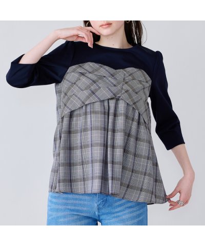 ローズティアラ RoseTiara 【人気デザイン】レイヤード風カットソー/チェ