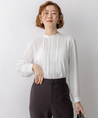 バックサテンアムンゼン フロントタックブラウス