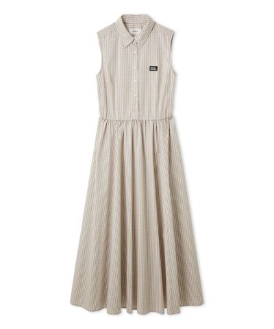 スリーブレスマキシ丈シャツワンピース