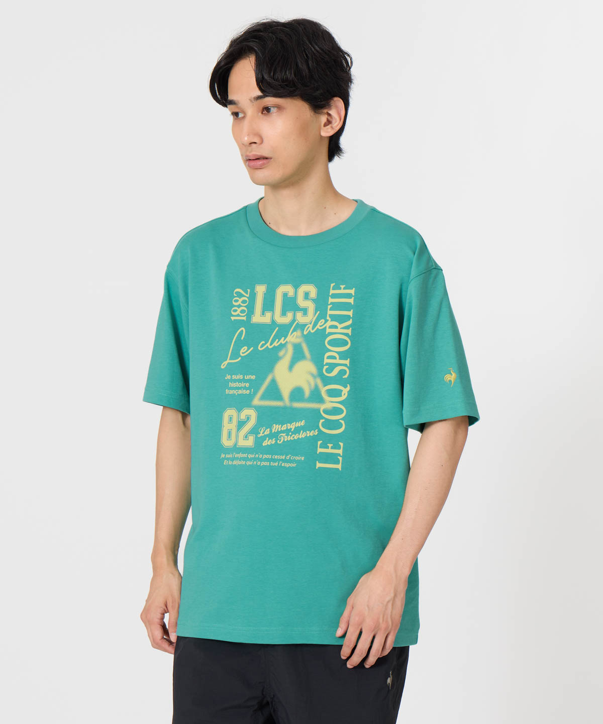 ルコックスポルティフ テニスウェア 半袖TシャツQTMSJA10緑 メンズL