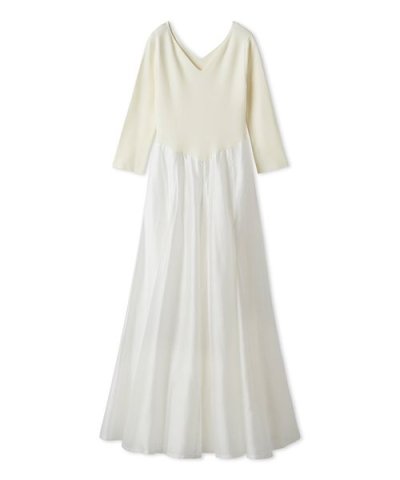 ハートネックシアーフレアコンビワンピース