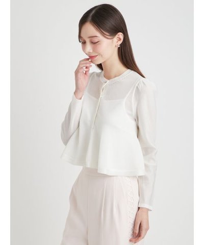 【洗える】ペプラムシアーラメニットカーデ