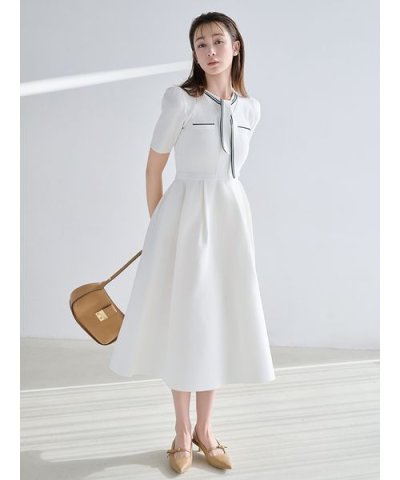 【UVカット】【洗える】ボウタイニットワンピース