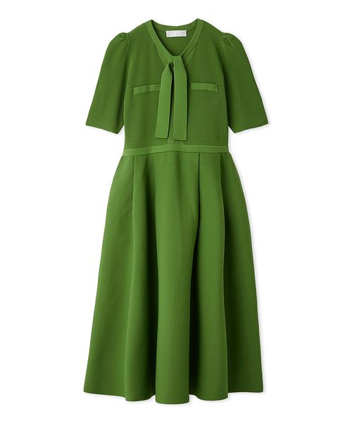 【UVカット】【洗える】ボウタイニットワンピース UVカット】【洗える】ボウタイニットワンピース(508757937)｜阪急