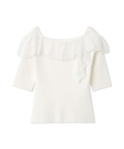 レース編みフリルニットプルオーバー