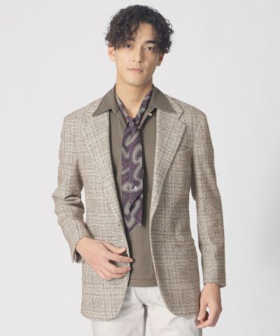 【数量限定】【COLLECTION LINE】ワイドラペルメランジチェックジャケ