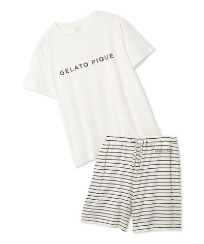 レーヨンロゴTシャツ&ボーダーハーフパンツセット