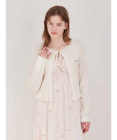 エアリーモコ柄編みカーディガン