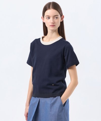 バイカラーファインコットンニット