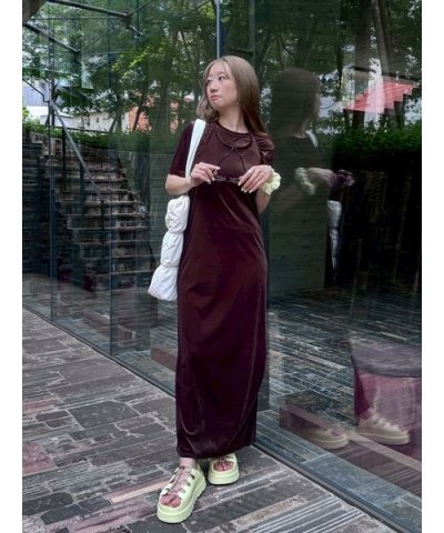 ベロアTシャツ×ホルターネックワンピースセット
