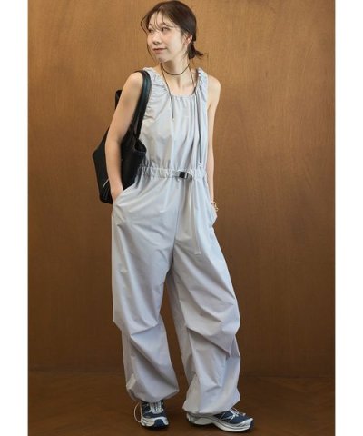 【Movique】ギャザーディテールオールインワン/撥水/UVカット/接触冷感