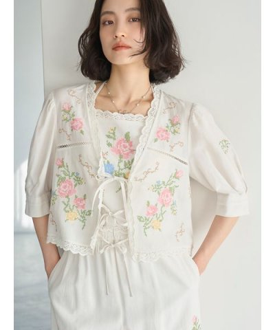 フラワークロスステッチリボンジャケット