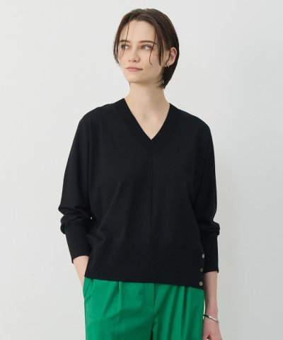 クリアレーヨンストレッチ Vネックニット