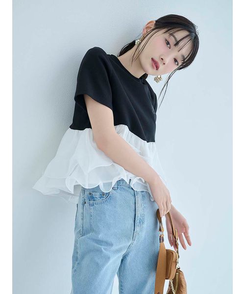 WEB限定カラーあり】ボリュームペプラムドッキングカットプルオーバー WEB限定カラーあり】ボリュームペプラムドッキングカットプルオーバー