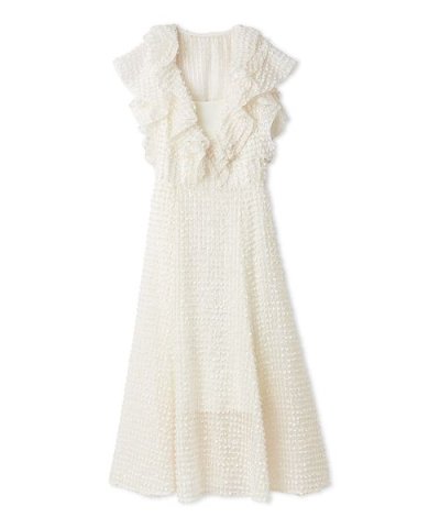 ファブリックフリルドレス