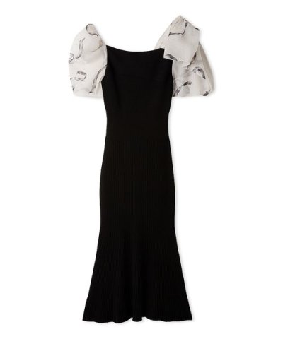 Sustainableリボンライクドッキングニットワンピース