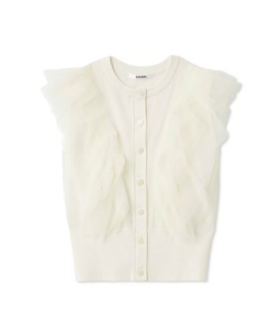 チュールフリルクルーニット