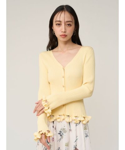 ボーダーフリルカーディガン