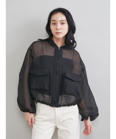 裾ドロストシアー短丈ブルゾン