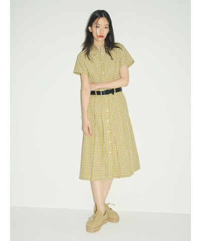 プリーツシャツワンピース