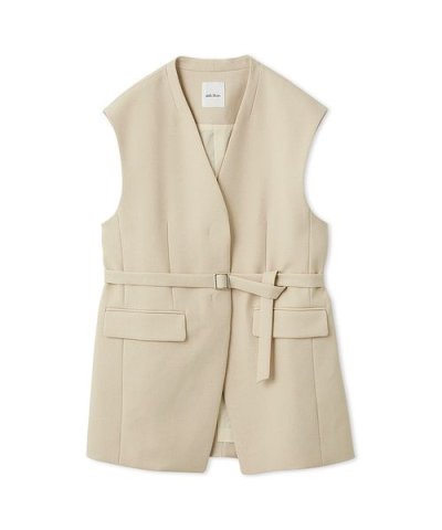 共ベルト付きオーバーサイズノーカラーベスト