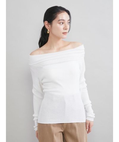 ハイゲージドレープオフショルニット