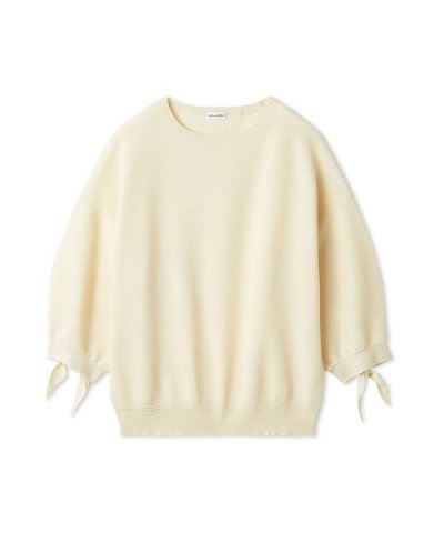 【ウォッシャブル】ドライタッチ袖リボンニットプルオーバー