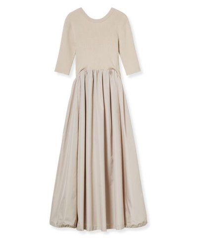 ニットドッキングタフタワンピース