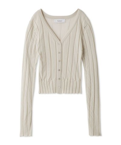 Vネックリブニットカーディガン