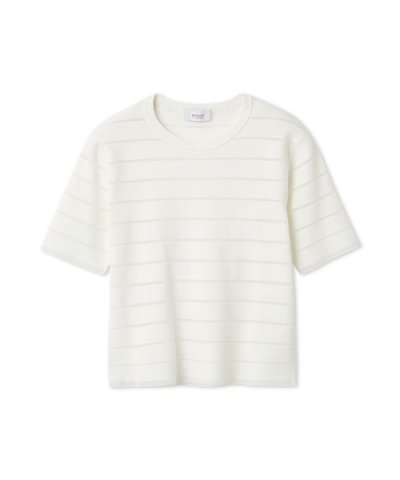 ハーフスリーブボーダーニット/接触冷感