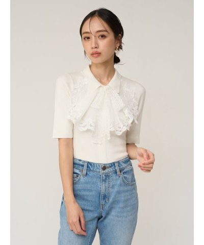 エンブロイダリーカラードッキングニット