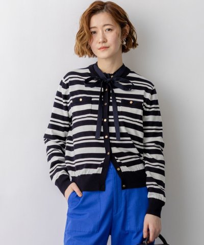 プレミアムビオコットン ポケット ボーダー カーディガン