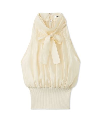 ウエストリブホルターネックトップス