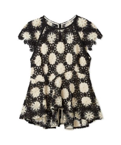 フラワータイルレースペプラムブラウス