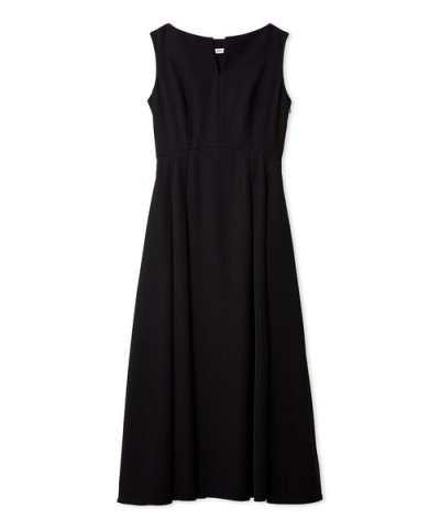 キーネックタックフレアドレス